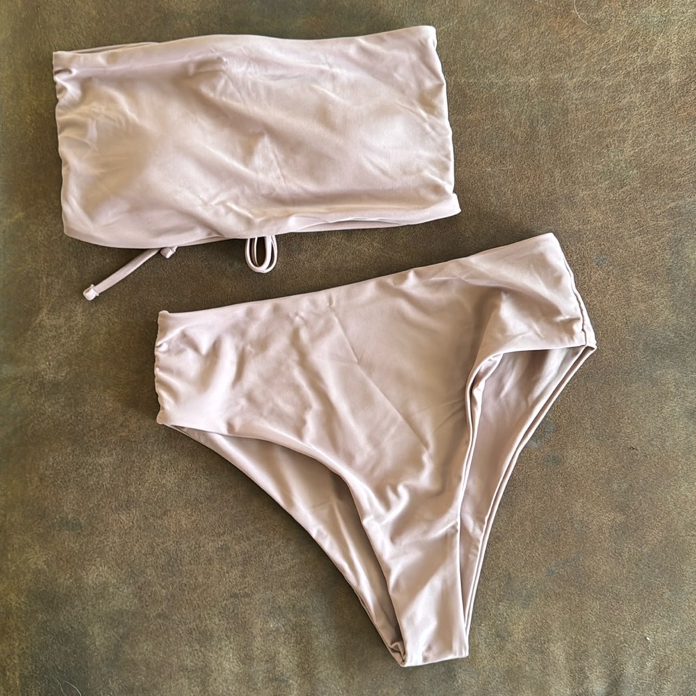 Tube top dusty rose swim suit